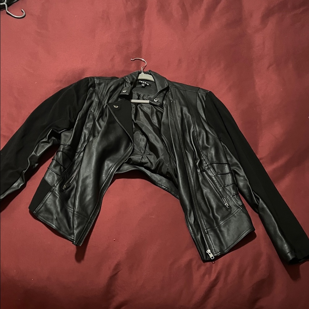 Torrid Black Leather Jacket with Zipper Details